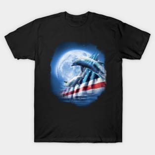 American Flag Dolphins T-Shirt